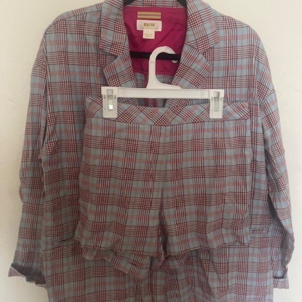 Anthropologie Plaid Blazer Set